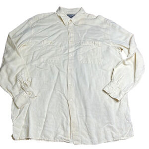 Mondo di Marco Men's Cream Lightweight Classic Casual Button Down Shirt